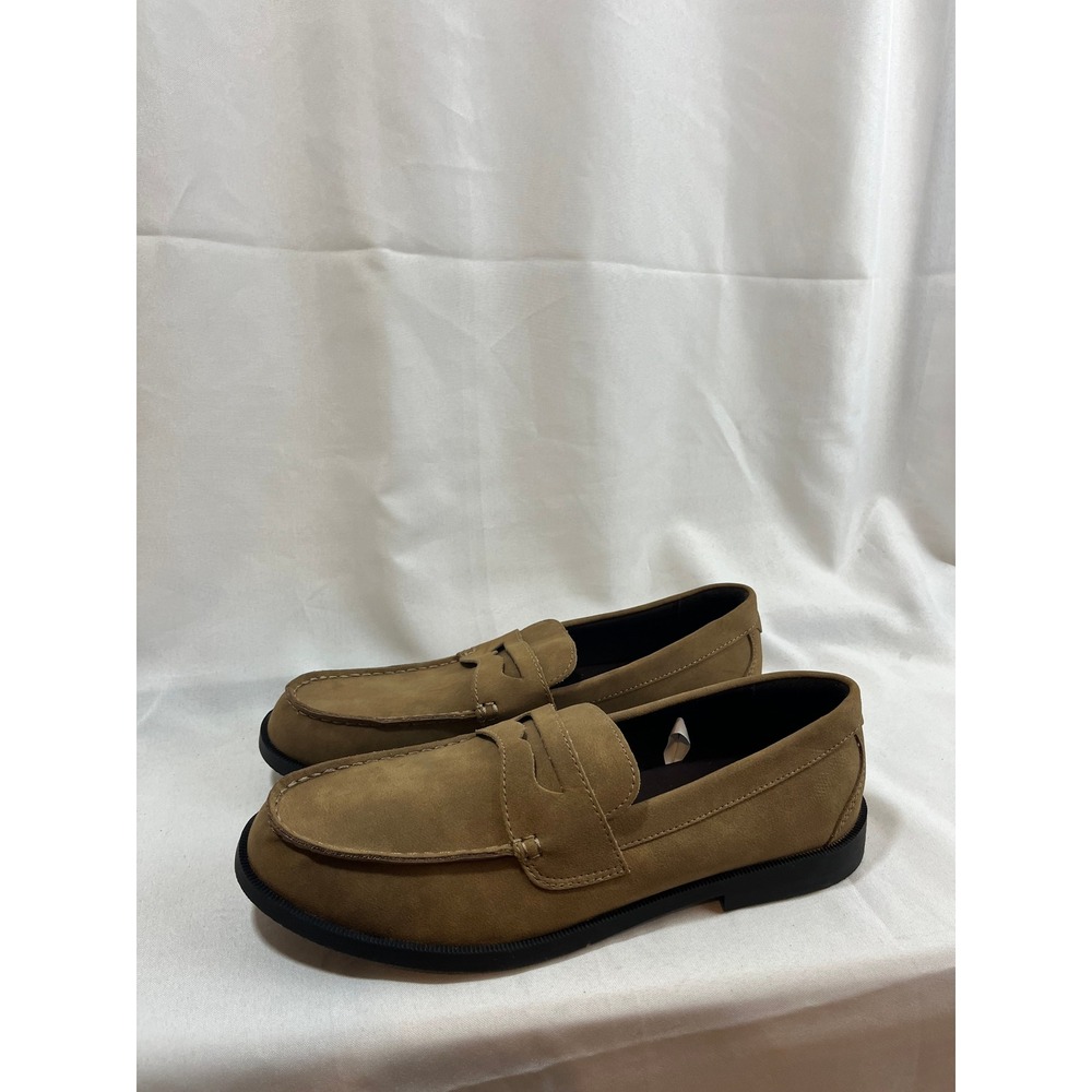 Goodfellow & Co Mens Tan Brown Faux Suede Penny Loafers Size 12 Memory Foam